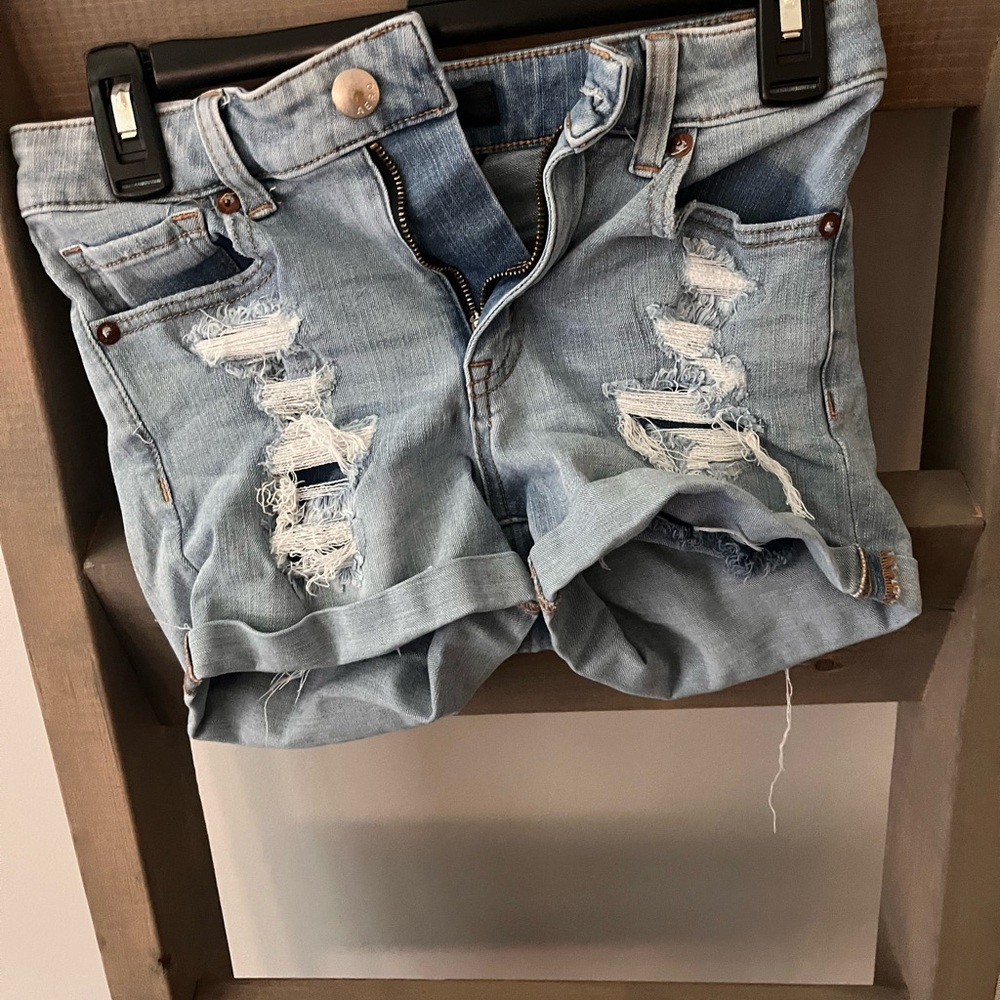 Aeropostale Distressed Light Blue Denim Shorts